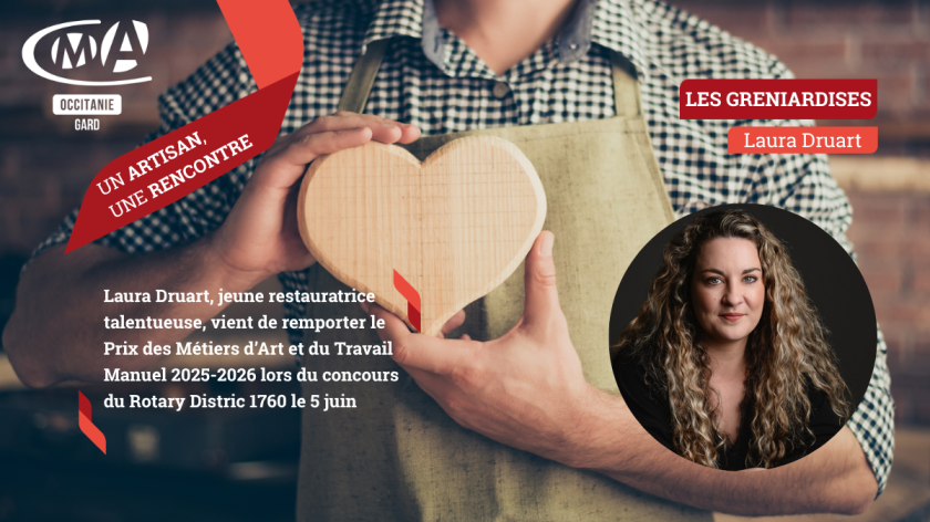Portrait de Laura Druart, restauratrice des Greniardises, lauréate du Prix des Métiers d’Art et du Travail Manuel 2025-2026